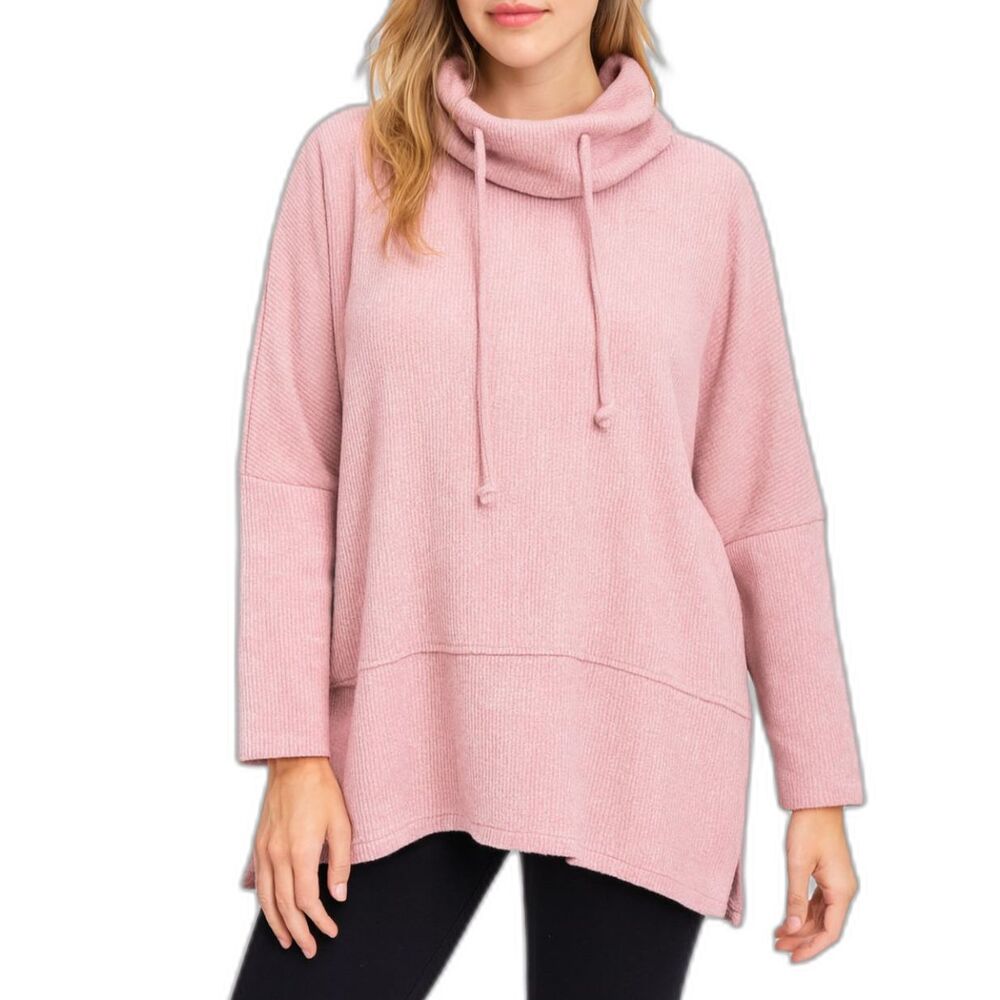 NWT Cherish Sugar Pie Oversized Pink Cowl Neck Sweater | Small